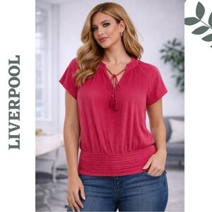 Liverpool LA Berry Blossom Smocked Top NWT XS/S